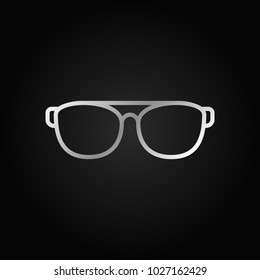 Sunglasses or glasses vector silver icon or symbol in thin line style on dark background
