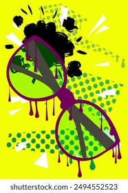 Sunglasses graffiti. Abstract modern street art decoration performed in urban painting style.