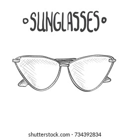 Sunglasses graphic vector illustration. Design elements and Sunglasses lettering