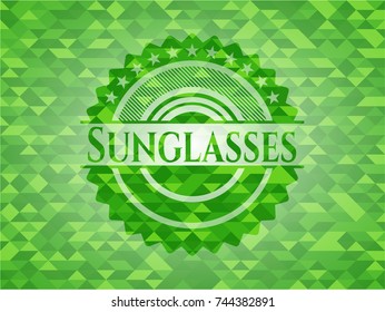 Sunglasses green emblem with mosaic background