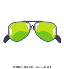 Gafas de sol con lente verde Icono. aislado de fondo blanco.  Ilustración vectorial