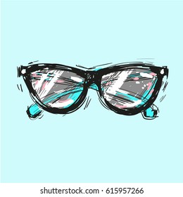 Sunglasses hand drawn fashion vector illustration