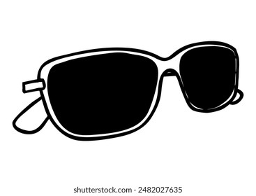 Sunglasses hand painted with ink brush. Vector illustration isolated on white background