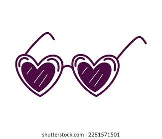 sunglasses heart shape doodle icon isolated