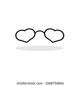 sunglasses with heart thin line icon on white background
