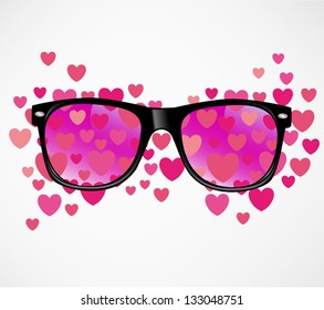 sunglasses and hearts vector Abstract background