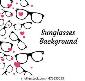 sunglasses and hearts vector background