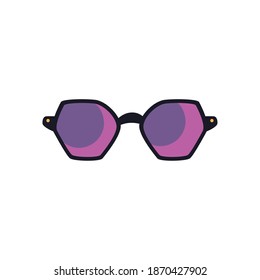 sunglasses of hexagon lens, flat style on white background vector illustration design