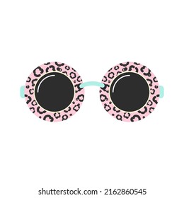 Sunglasses icon. Cartoon illustration of summer eyewear with trendy animal print isolated on a white background. Vector 10 EPS.