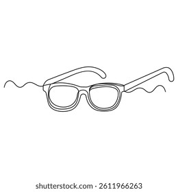 Sunglasses Icon in Continuous One Line Drawing Minimalist Outline Vector Illustration