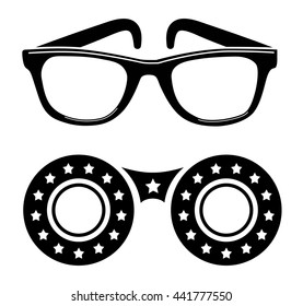 Sunglasses icon in disco style