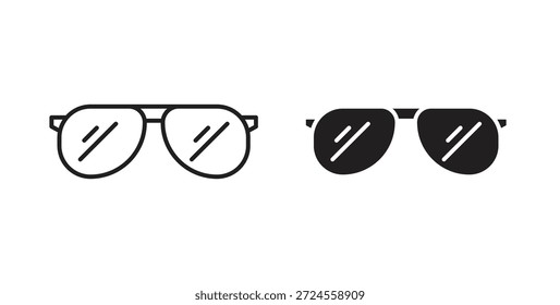 Icono de gafas de sol en estilo doodle y stroke.