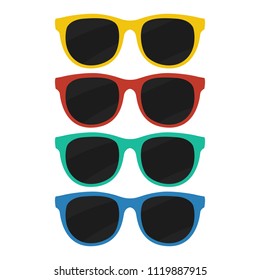 sunglasses icon in flat style isolated vector illustration on white transparent background