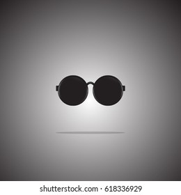 Sunglasses icon flat style on gradient background. There is a reflection on the bottom. Vector. Illustration.