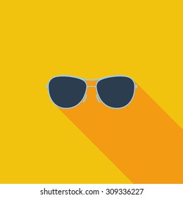 Sunglasses icon. Flat vector related icon with long shadow for web and mobile applications. It can be used as - logo, pictogram, icon, infographic element. Vector Illustration.