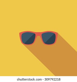 Sunglasses icon. Flat vector related icon with long shadow for web and mobile applications. It can be used as - logo, pictogram, icon, infographic element. Vector Illustration.
