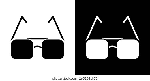 Sunglasses icon in flat version on black and white background