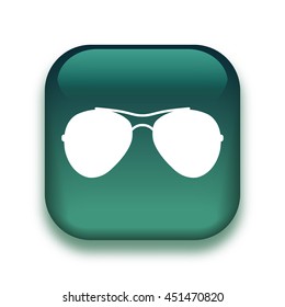 sunglasses icon - glossy vector button