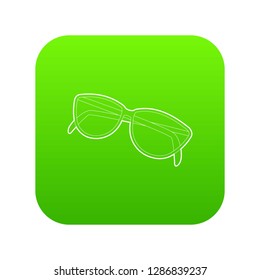 Sunglasses icon green vector isolated on white background