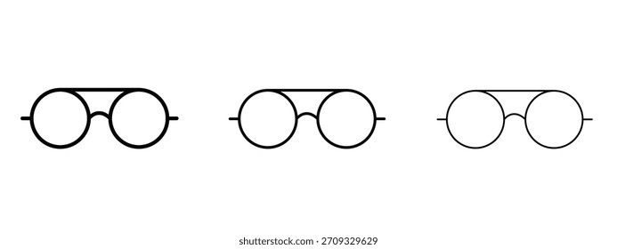 Signo lineal del estilo del icono de las gafas de sol para el concepto móvil y el Diseño web.