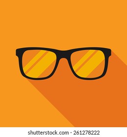 sunglasses icon with long shadow. flat style vector illustration