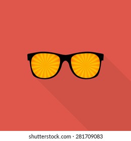 Sunglasses icon with long shadow - Vector
