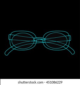Sunglasses icon neon outlines color style flat vector