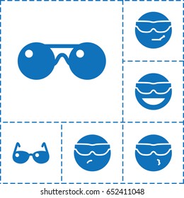 Sunglasses icon. set of 6 sunglasses filled icons such as