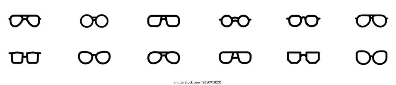 Sunglasses icon. Sunglasses icon set. Eyeglasses icon set. Vector Illustration. EPS 10