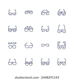 Sunglasses icon set. Thin line icon. Editable stroke. Containing kpop, partyglasses, glasses, sunglasses.