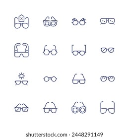Sunglasses icon set. Thin line icon. Editable stroke. Containing hot, sunglasses.