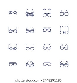 Sunglasses icon set. Thin line icon. Editable stroke. Containing glasses, hot, sunglasses.