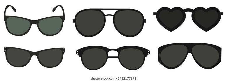 Sunglasses Icon Set | Sunglasses Vector Illustration Logo | Dark Glasses Icons Isolated Collection. Vector illustration. EPS 10