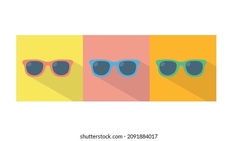 Sunglasses Icon or Sign Set. Vector isolated flat editable illustration set