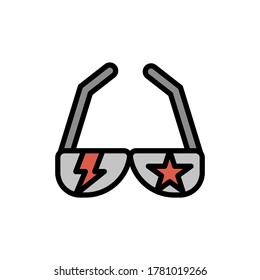 Icono de gafas de sol. Color simple con elementos de vector de contorno de iconos de rock n roll para ui y ux, sitio web o aplicación móvil