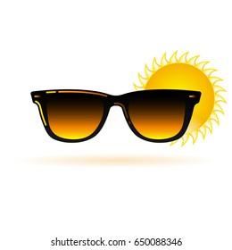 Sunglasses icon with sun vector illustration in modern style