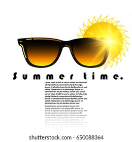 Sunglasses icon with sun vector illustration in modern style
