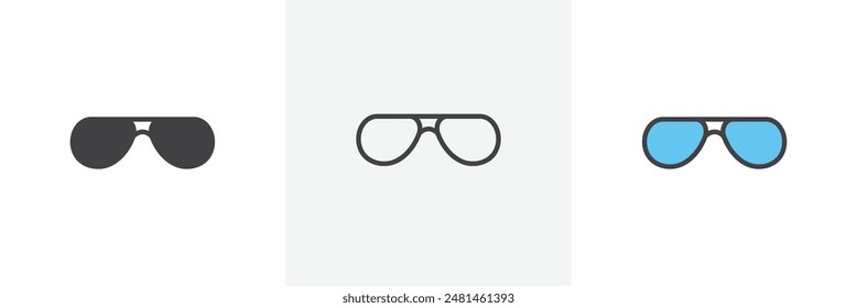 Sunglasses icon symbol collection on white background.