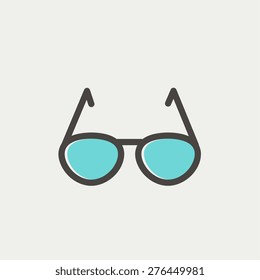 Sunglasses icon thin line for web and mobile, modern minimalistic flat design. Vector icon with dark grey outline and offset colour on light grey background.