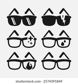 Sunglasses icon Types in vector