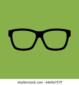 Sunglasses Icon. Vector Illustration. Flat design style. Greenery color. Sunglasses silhouette. Simple icon. 