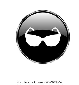 Sunglasses icon, vector illustration on the vector button
