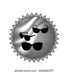Sunglasses icon, vector illustration  on round sticker