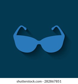 Sunglasses icon, vector illustration on a blue background