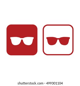 Sunglasses icon vector illustration. Red and white