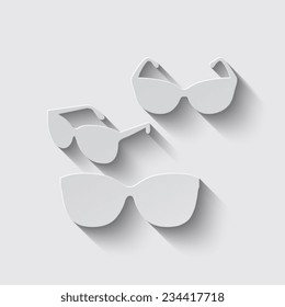 Sunglasses icon, vector illustration with shadow on a grey background