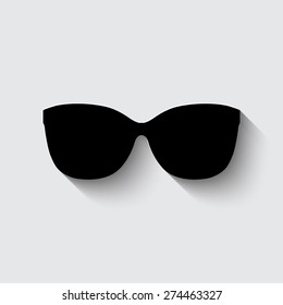 Sunglasses icon, vector illustration with shadow on a grey background