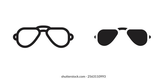 Sunglasses icons in black line and filled versions