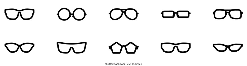 Sunglasses icons collection. Sunglasses icon. Vector Illustration. EPS 10