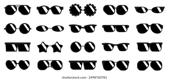 Sunglasses icons collection. Set of different sunglasses